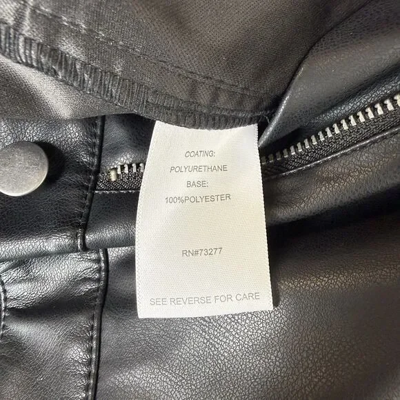 NWT Size 9 SO Black Faux Leather High Rise Flare Bell Bottom Pants Chic Goth 70s - Picture 11 of 16